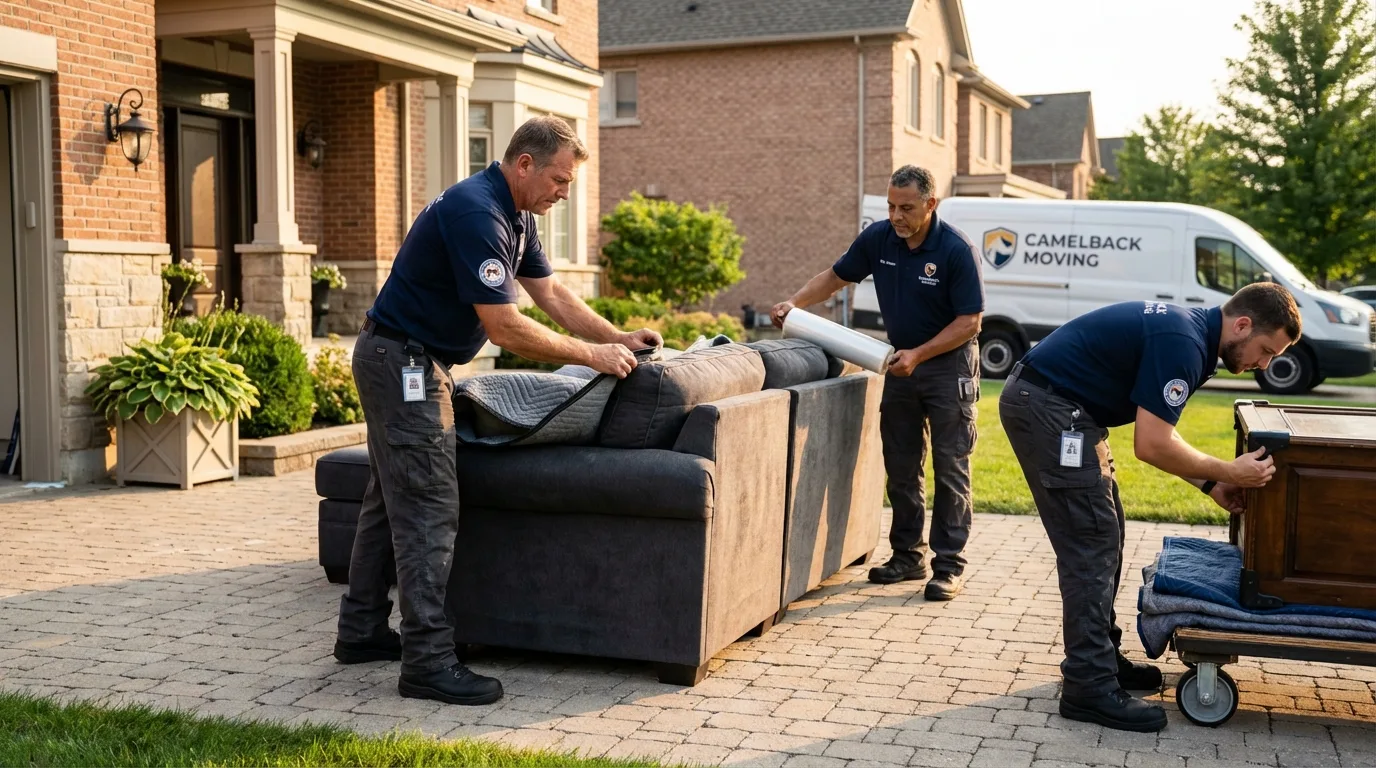 Large estate moving crew wrapping furniture in Denham Springs, LA